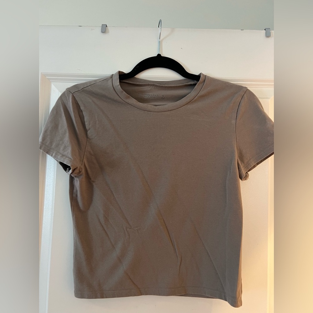 Abercrombie and Fitch Basic Crewneck T-Shirt in Taupe